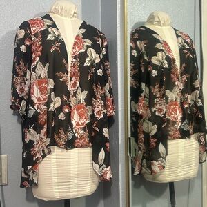 Floral Black & Rust V-Neck Women's Skirt Cover